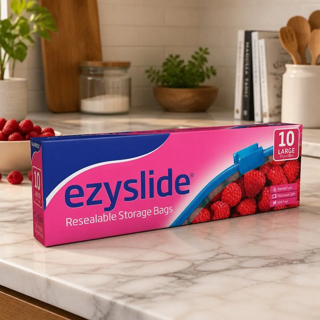Ezy Slide Large Storage Bags 30pk (3x10pk) Resealable Food Snack Pantry Bags