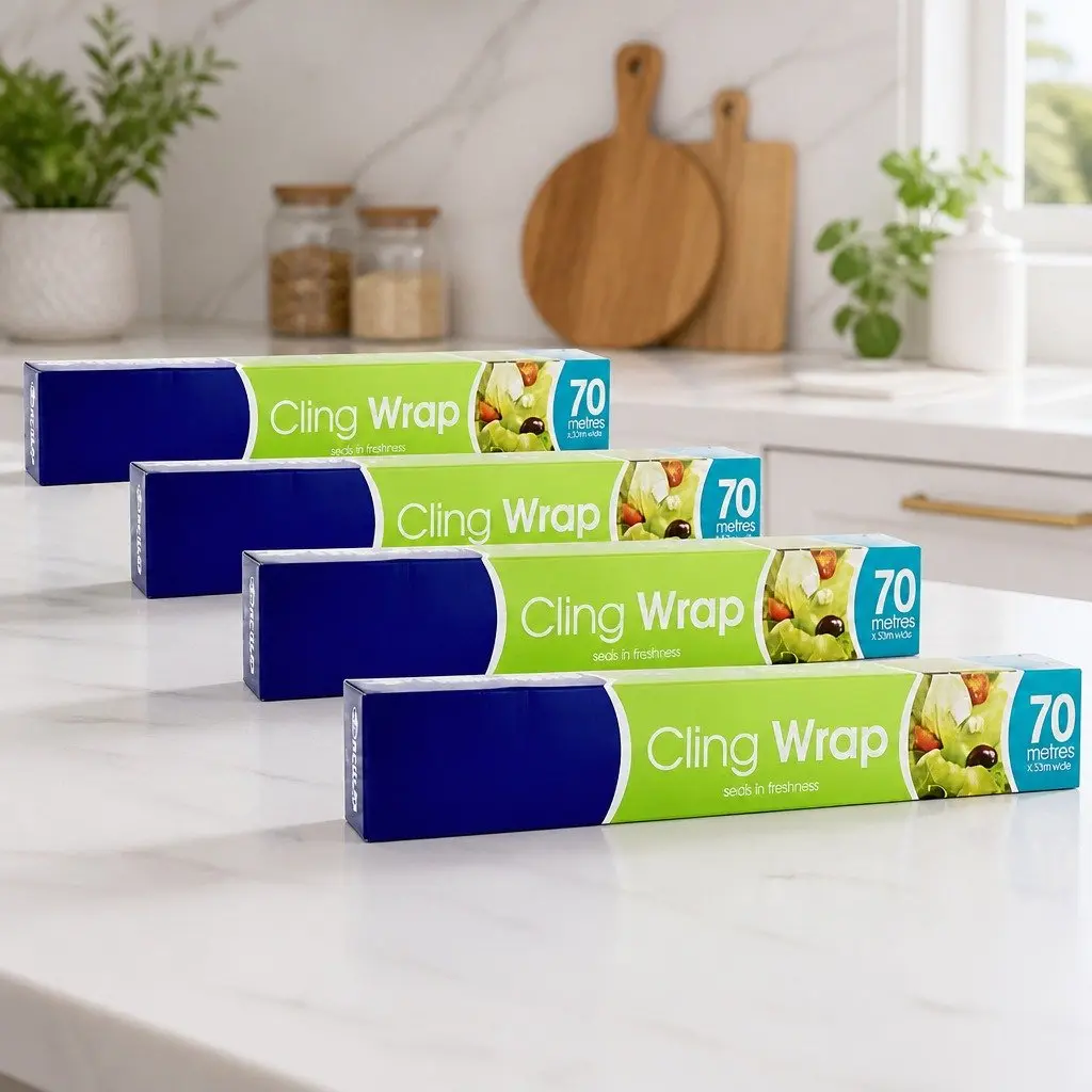 Cling Wrap Food Storage 70m x 4 Rolls for Smart Packing
