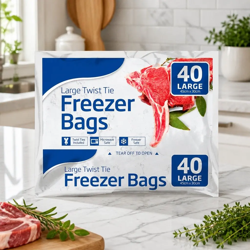 Tear-Off Freezer Bags Large 40pk x2 Kitchen Food Storage Bags Freezer Safe