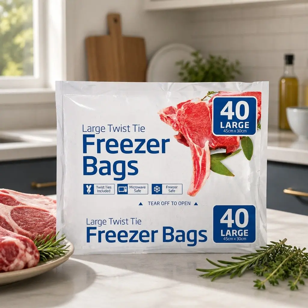 Tear-Off Freezer Bags Large 40pk x4 Food Storage Bags Kitchen Freezer Organiser