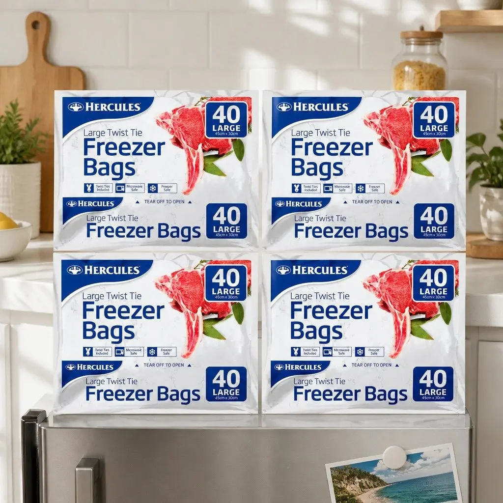 Tear-Off Freezer Bags Large 40pk x4 Food Storage Bags Kitchen Freezer Organiser