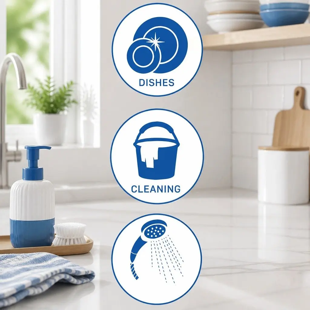 Large Reusable Kitchen and Bathroom Gloves 2 Pack Flexible Waterproof with Textured Grip for Cleaning and Protection