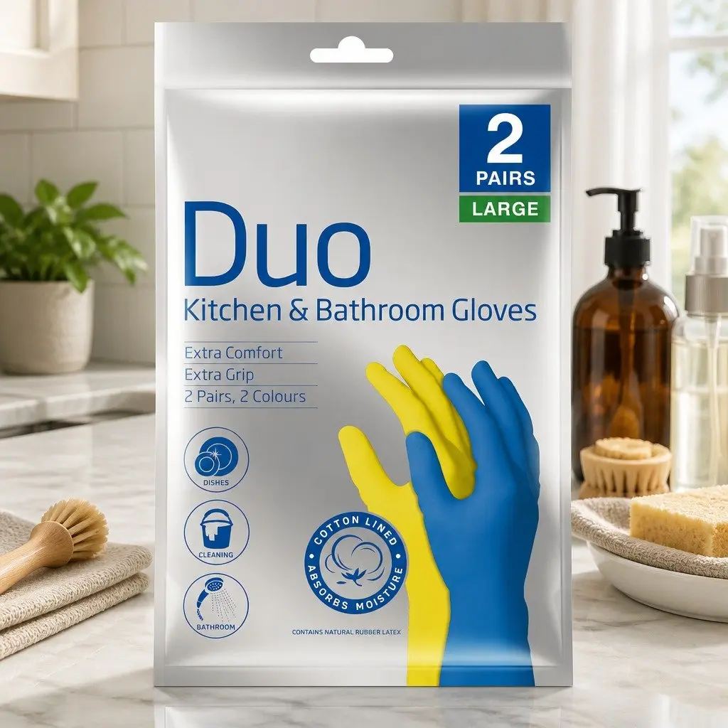 Cleaning Gloves Large Waterproof Reusable Hand Protection for Kitchen and Bathroom