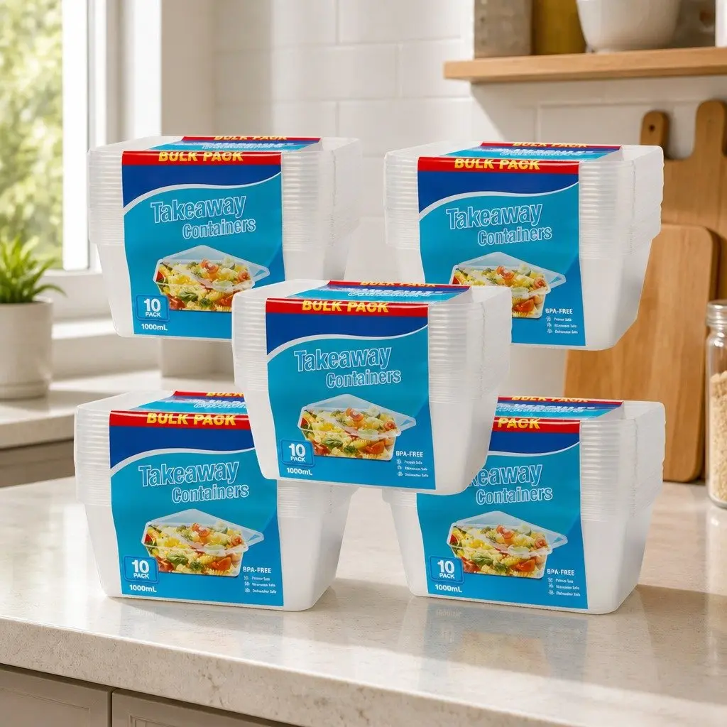 50 Pack 1000ml Food Prep Containers for Takeaway