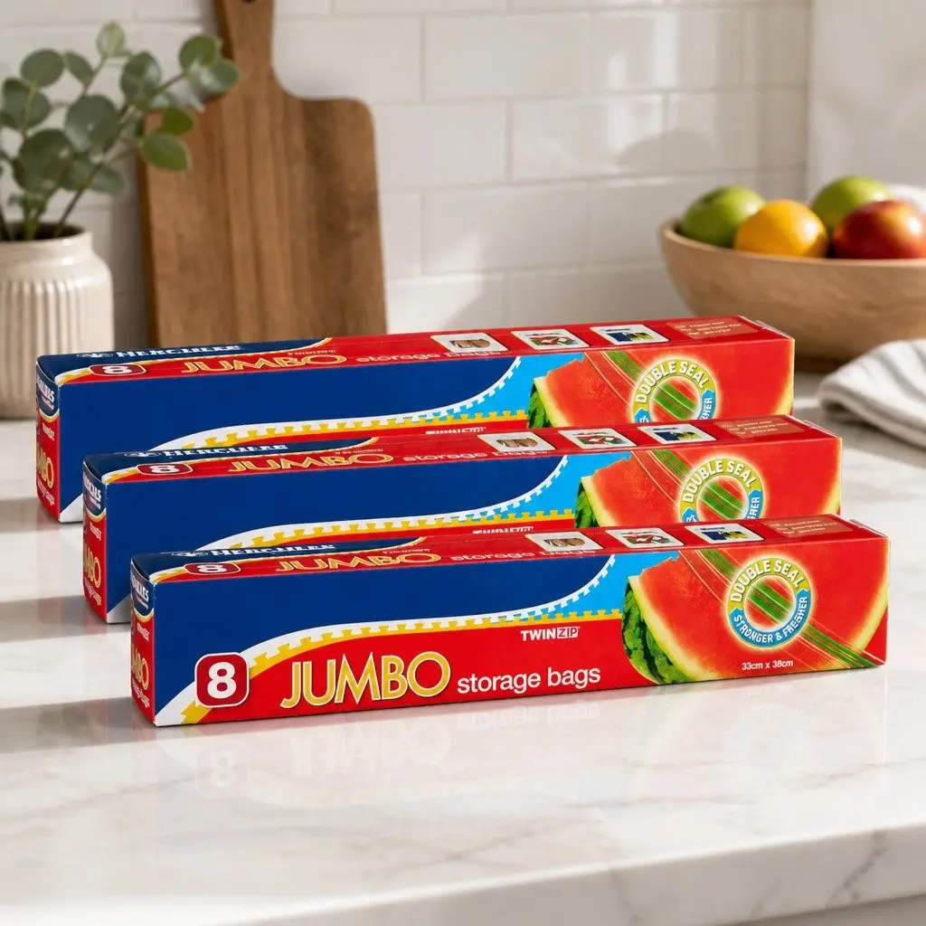 Jumbo Storage Bags 8pk x3 Resealable Freezer Pantry Bags Household Food Storage