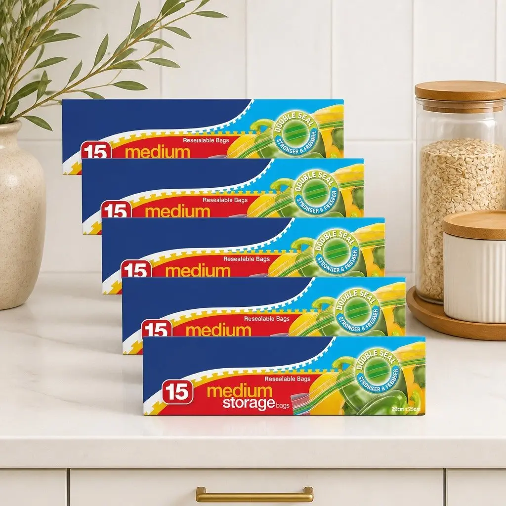 Medium Storage Bags 15pk x6 for Food Organization