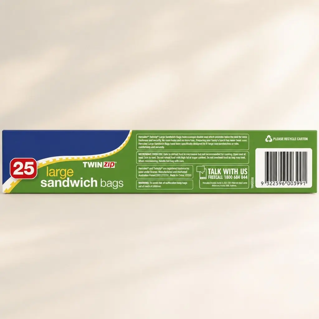 Large Sandwich Bags 25pk x5 Resealable Clear Food Storage Bags Lunch Snacks