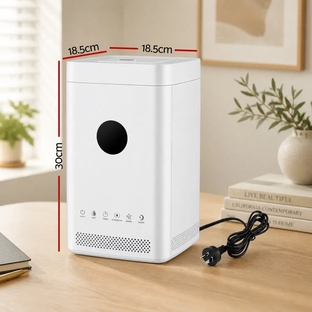 Ultrasonic Humidifier Air Purifier Top Fill Auto Humidity Control 3.5L White