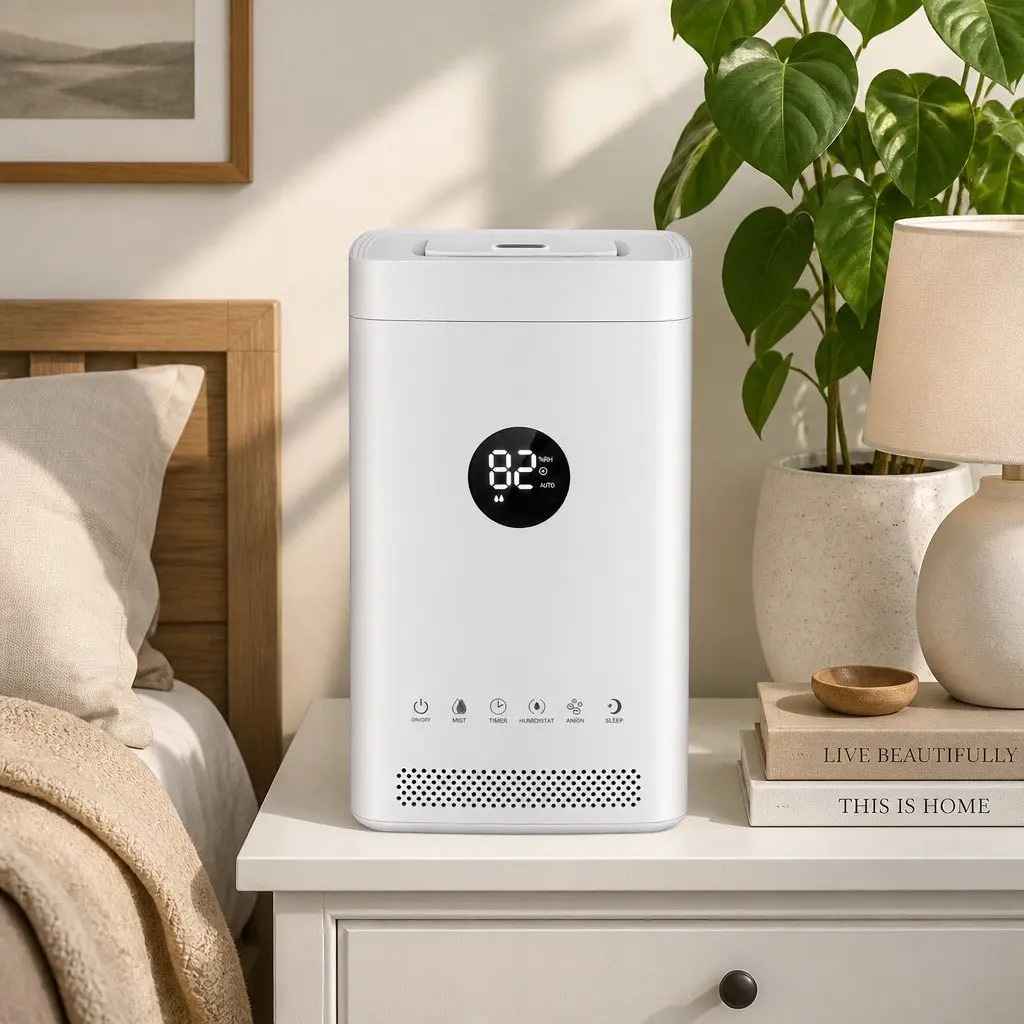 Ultrasonic Humidifier Air Purifier Top Fill Auto Humidity Control 3.5L White