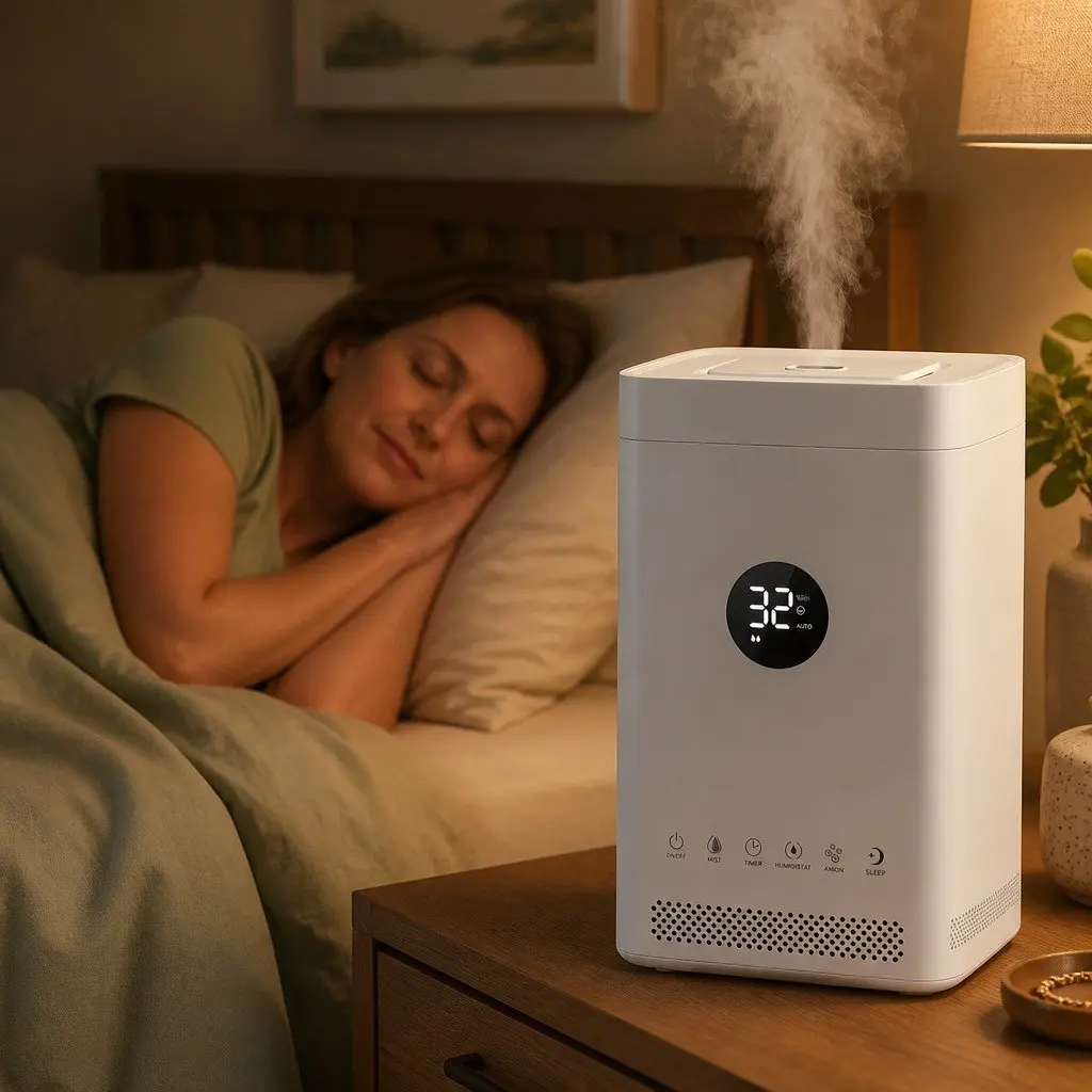 Ultrasonic Humidifier Air Purifier Top Fill Auto Humidity Control 3.5L White