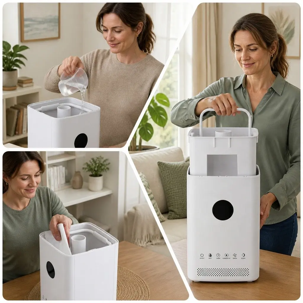 Ultrasonic Humidifier Air Purifier Top Fill Auto Humidity Control 3.5L White