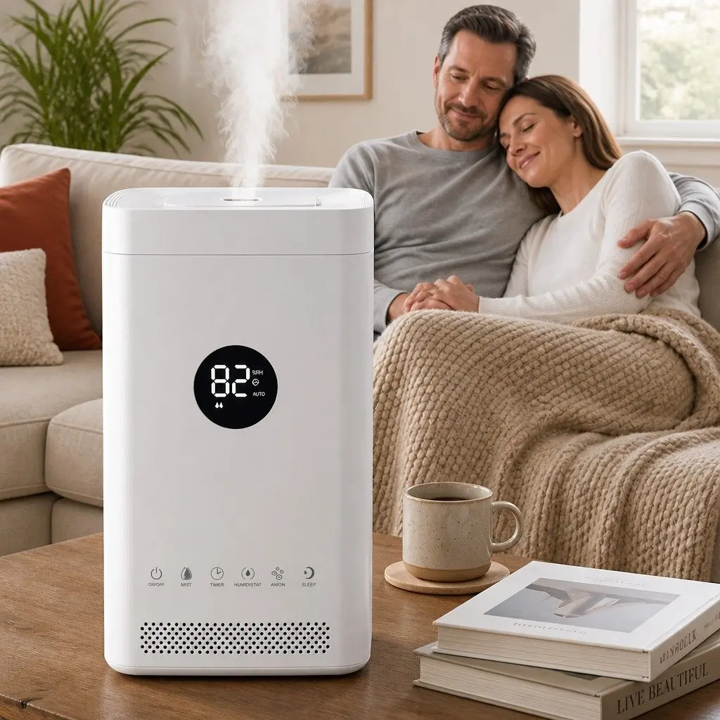 Ultrasonic Humidifier Air Purifier Top Fill Auto Humidity Control 3.5L White
