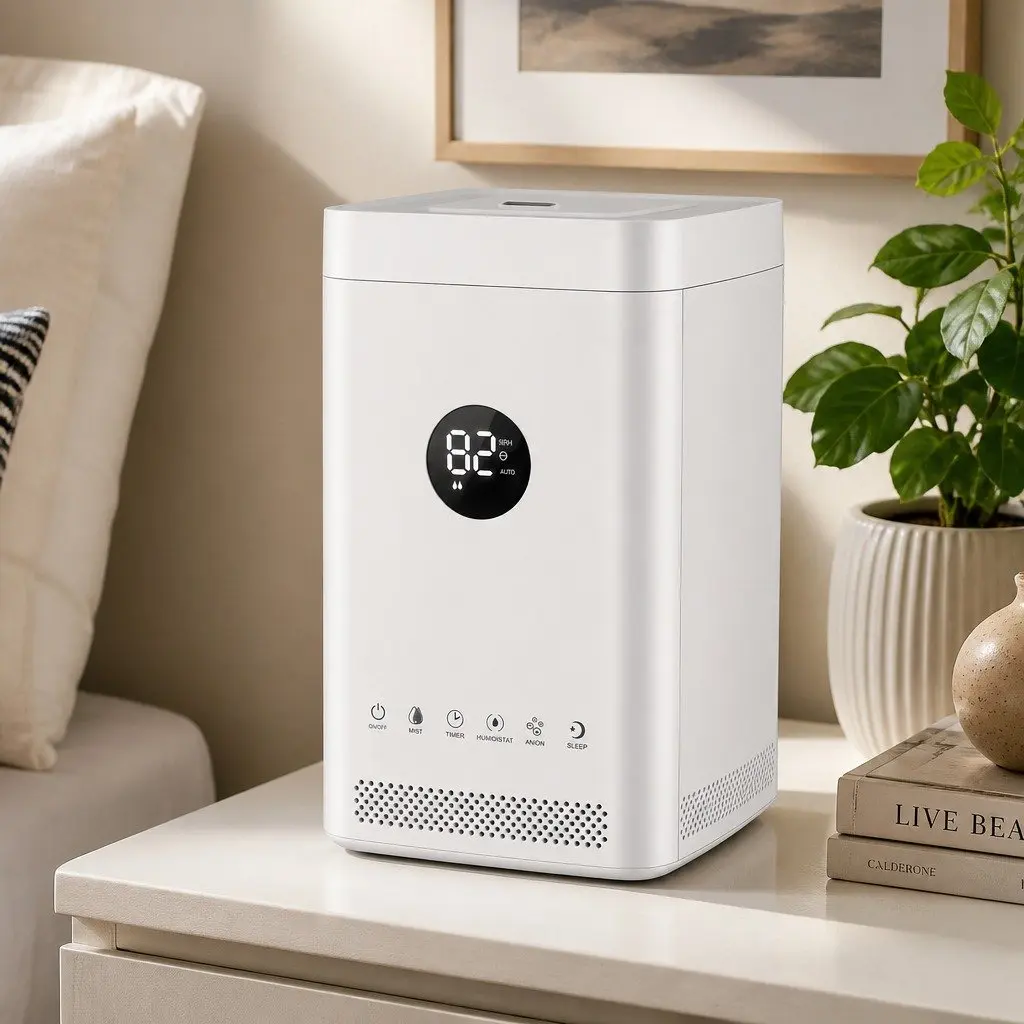 Ultrasonic Humidifier Air Purifier Top Fill Auto Humidity Control 3.5L White