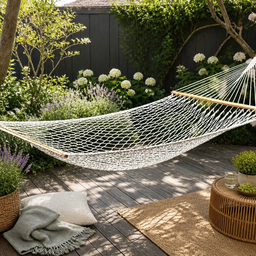 Hammock Cream 340cm Cotton Rope 2 Person Outdoor Indoor Hanging Bed Chair