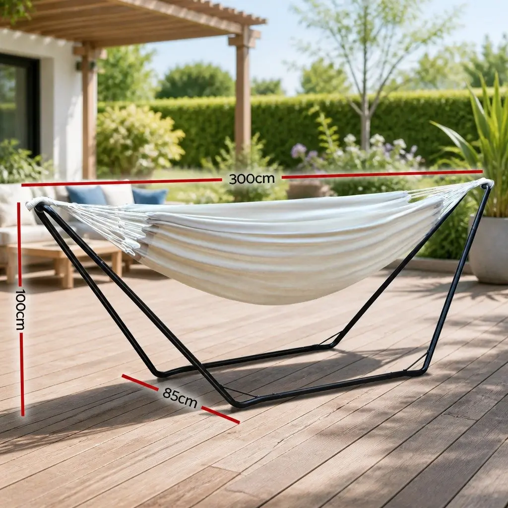 Hammock Bed Cream Portable Steel Frame Indoor Outdoor Relaxation
