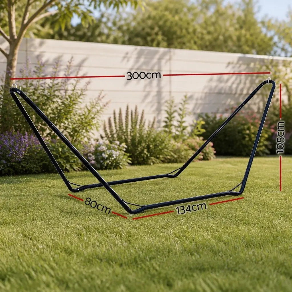 Hammock Stand Black Steel Frame Heavy-Duty Tool-Free Assembly Outdoor Indoor Relaxation Support 150kg