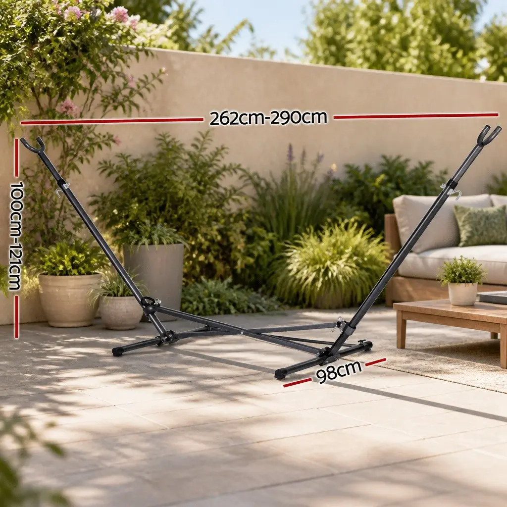 Hammock Stand Black Adjustable Height Steel Frame Indoor Outdoor Support