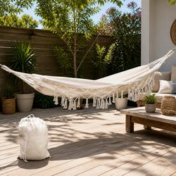 Compact Cream Hammock Bed with Durable Design