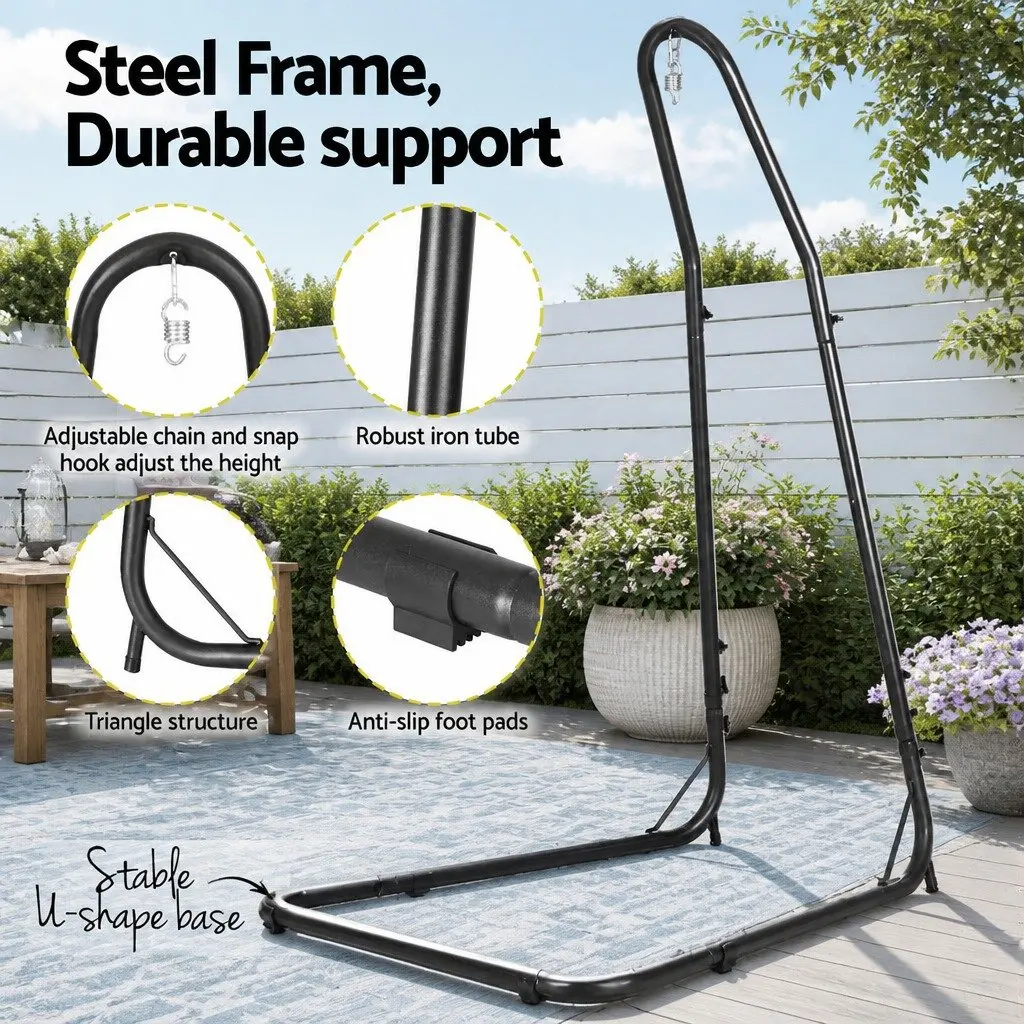 Hammock Chair Cream Adjustable Height Steel A-Frame Stand Indoor Outdoor