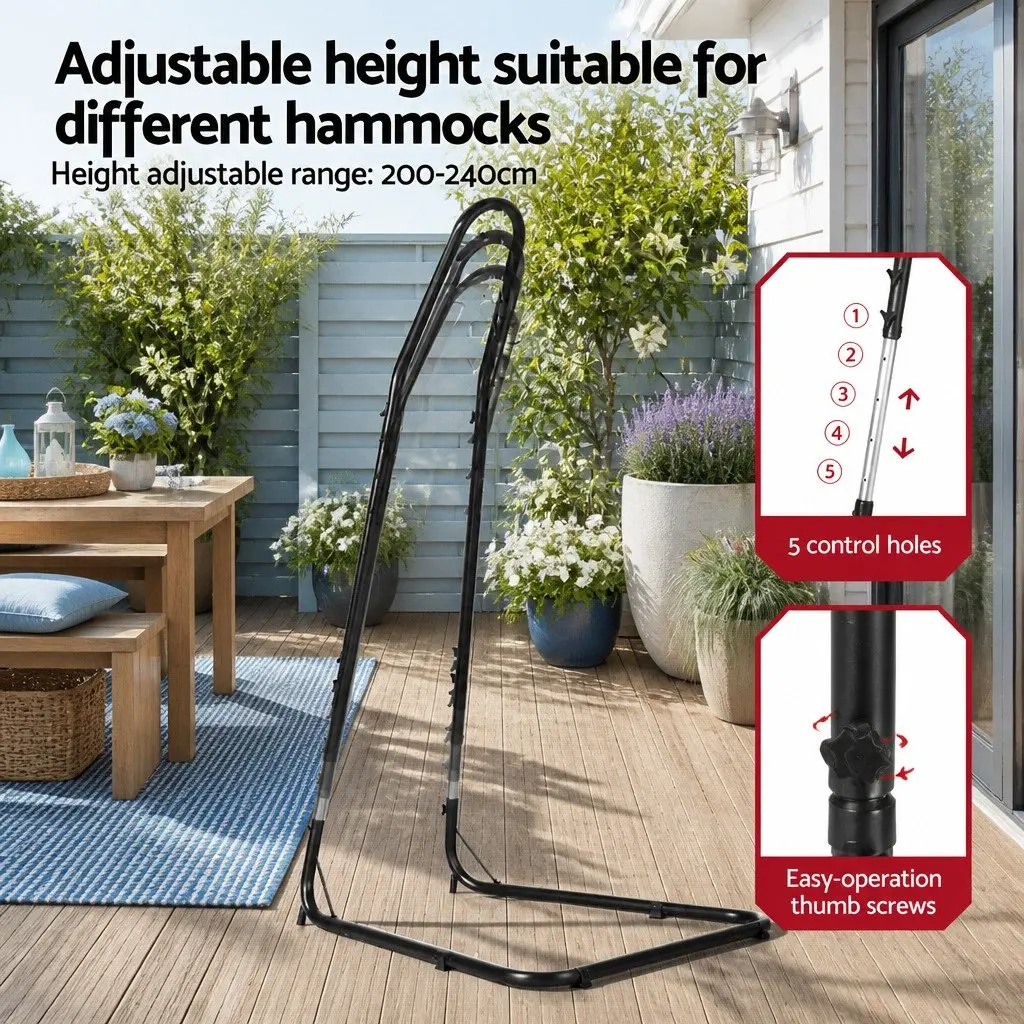 Hammock Chair Cream Adjustable Height Steel A-Frame Stand Indoor Outdoor