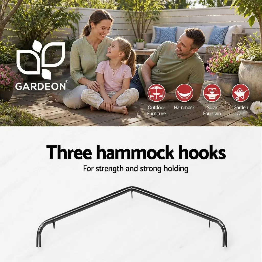 Hammock Chair Cream with Stand Indoor Outdoor Durable Polyester Cotton Blend Padded Seat and Backrest 360° Rotation