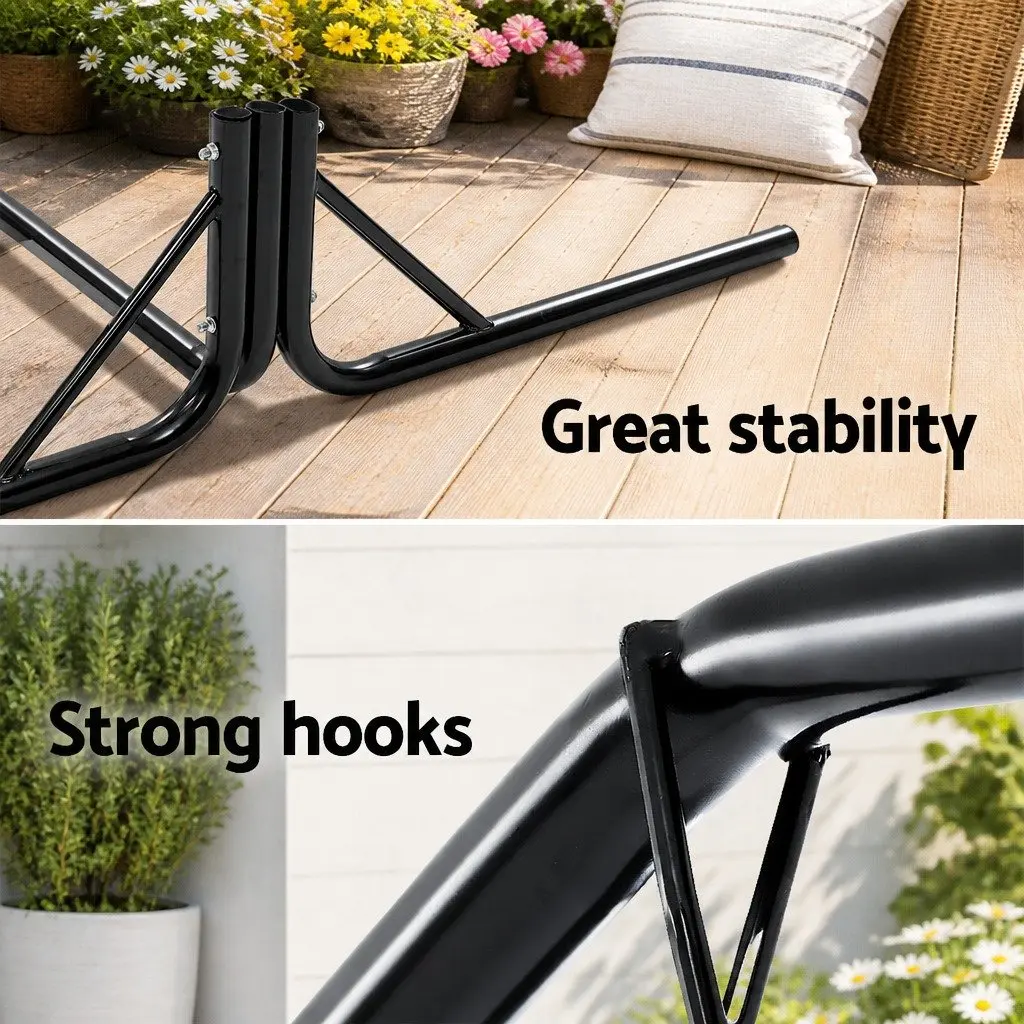 Hammock Chair Cream with Stand Indoor Outdoor Durable Polyester Cotton Blend Padded Seat and Backrest 360° Rotation