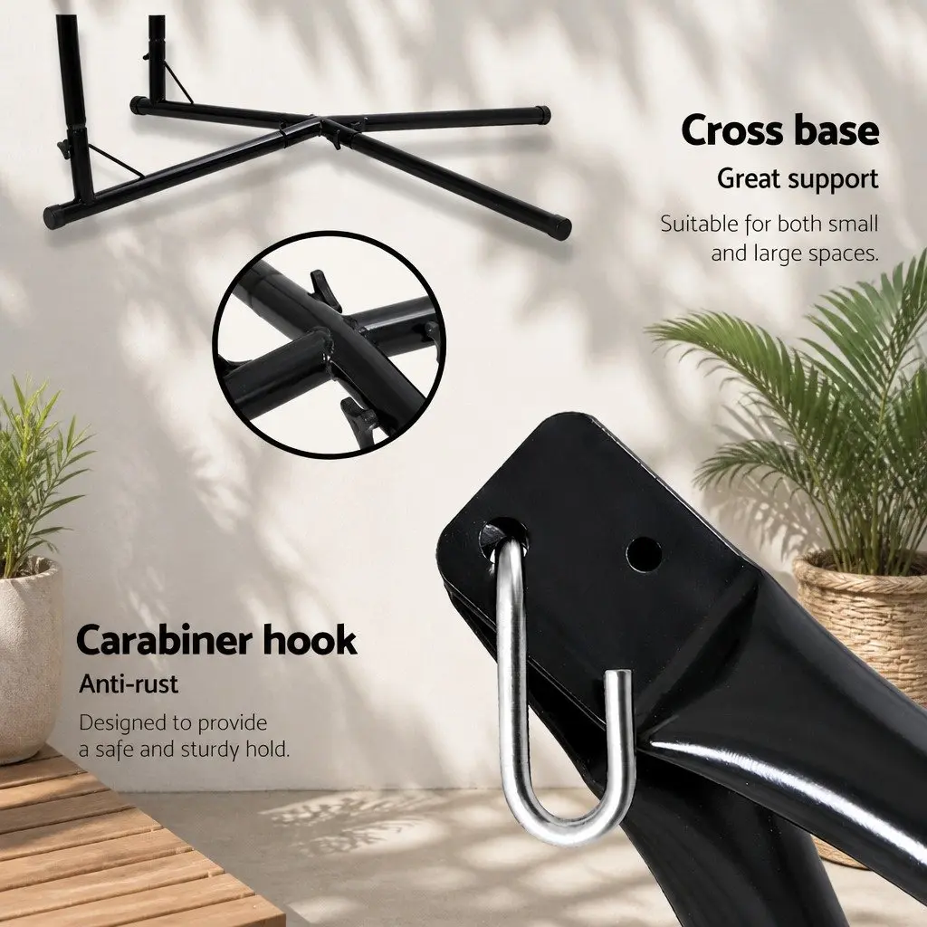 Hammock Chair with Steel Stand Armrest Outdoor Indoor Hanging Cream Relaxation
