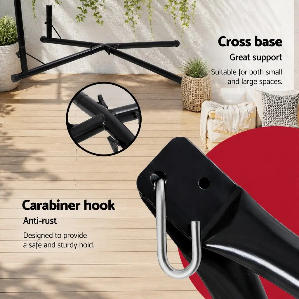 Hammock Chair with Steel Stand Armrest Grey Outdoor Indoor Hanging Swing