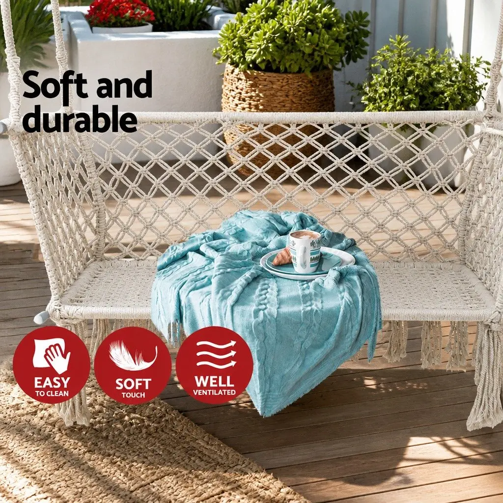 Hammock Chair Cream 2 Person Indoor Outdoor Portable Handmade Relaxation