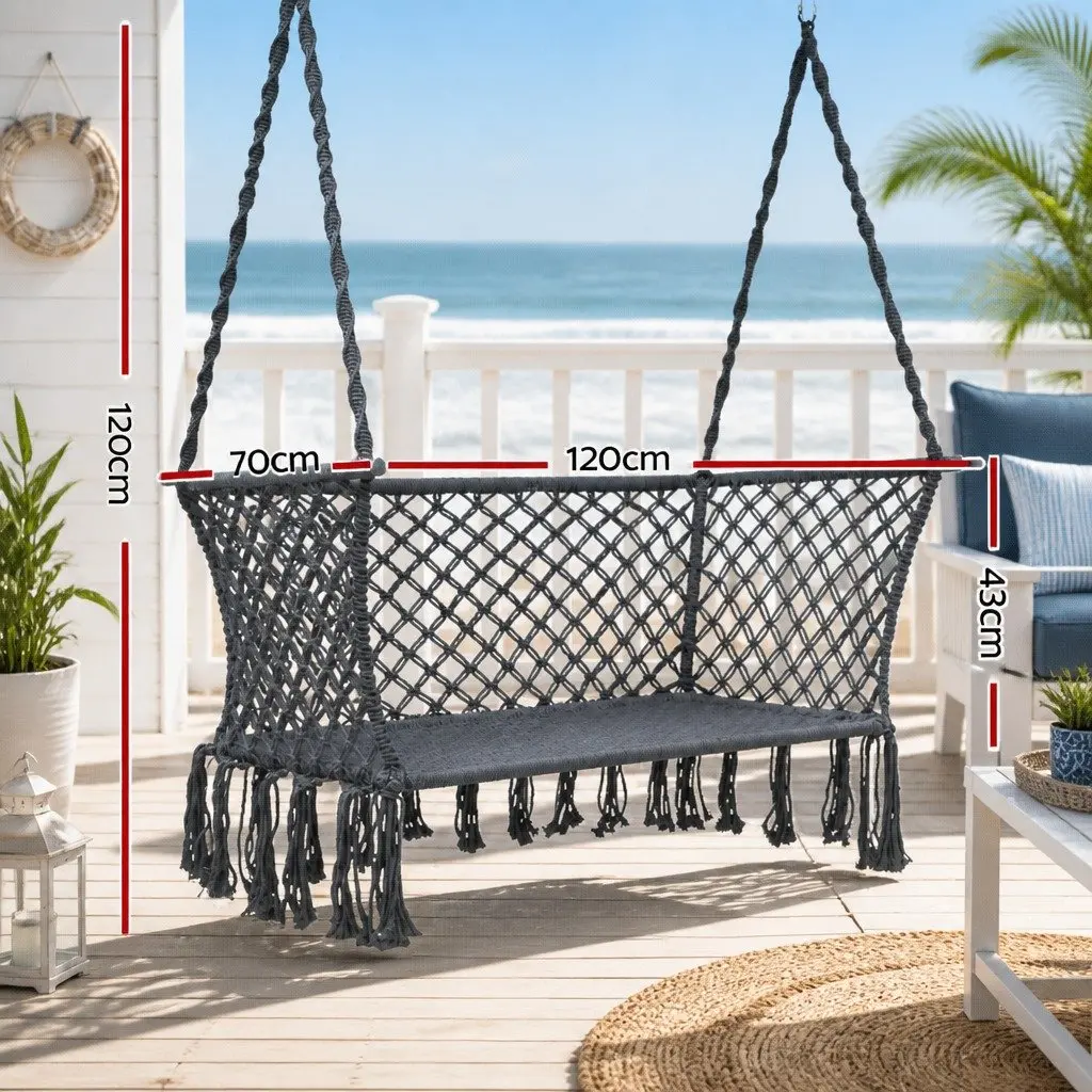Hammock Chair Outdoor Portable 2 Person Camping Suspended Relaxation Seat Grey