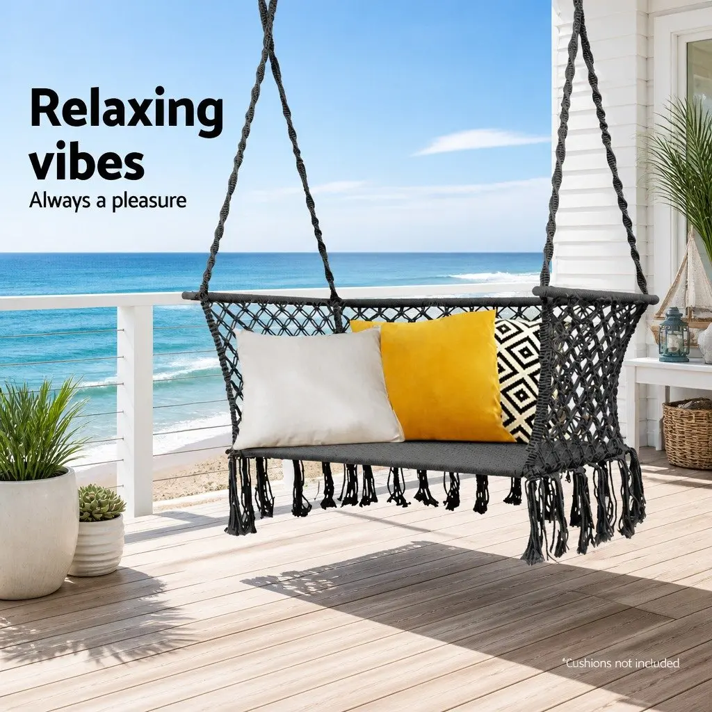Hammock Chair Outdoor Portable 2 Person Camping Suspended Relaxation Seat Grey