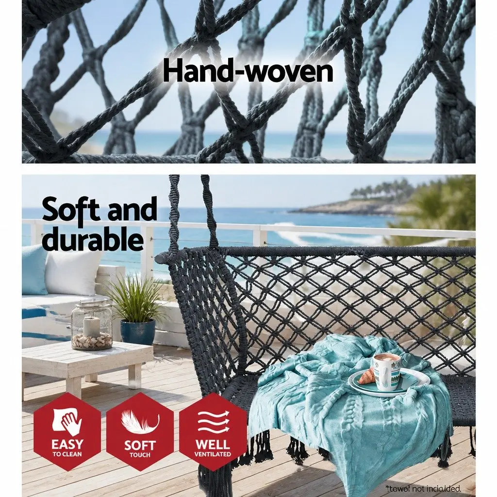 Hammock Chair Outdoor Portable 2 Person Camping Suspended Relaxation Seat Grey