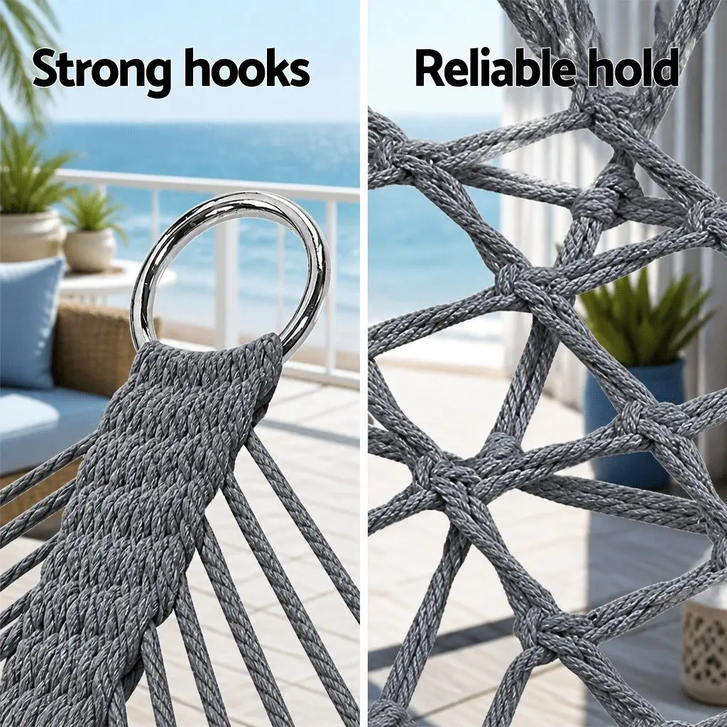 Hammock Chair Outdoor Portable 2 Person Camping Suspended Relaxation Seat Grey