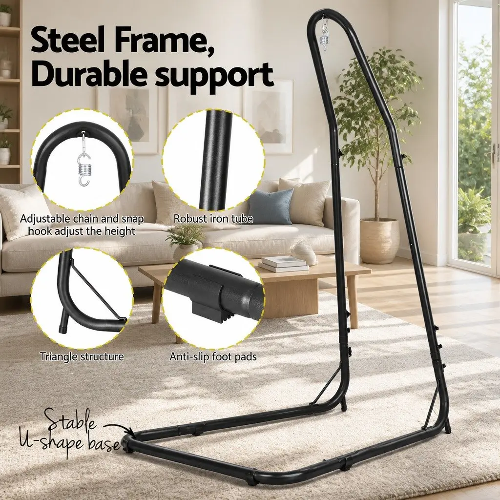 Hammock Hanging Chair Cream with Heavy Duty Steel Stand for Outdoor Indoor Relaxation