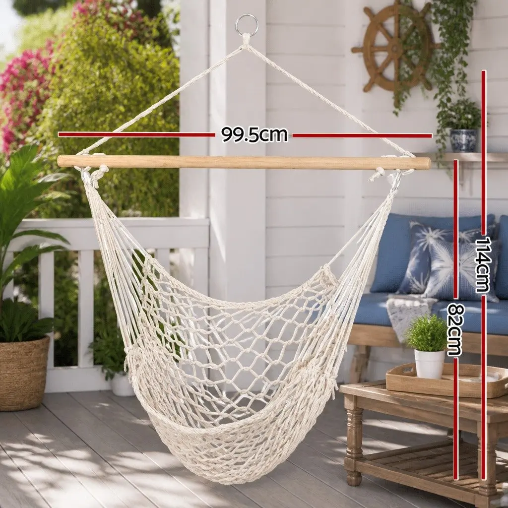 Hammock Chair Cream 99.5 x 114cm Lightweight Portable Indoor Outdoor Relaxation Seat
