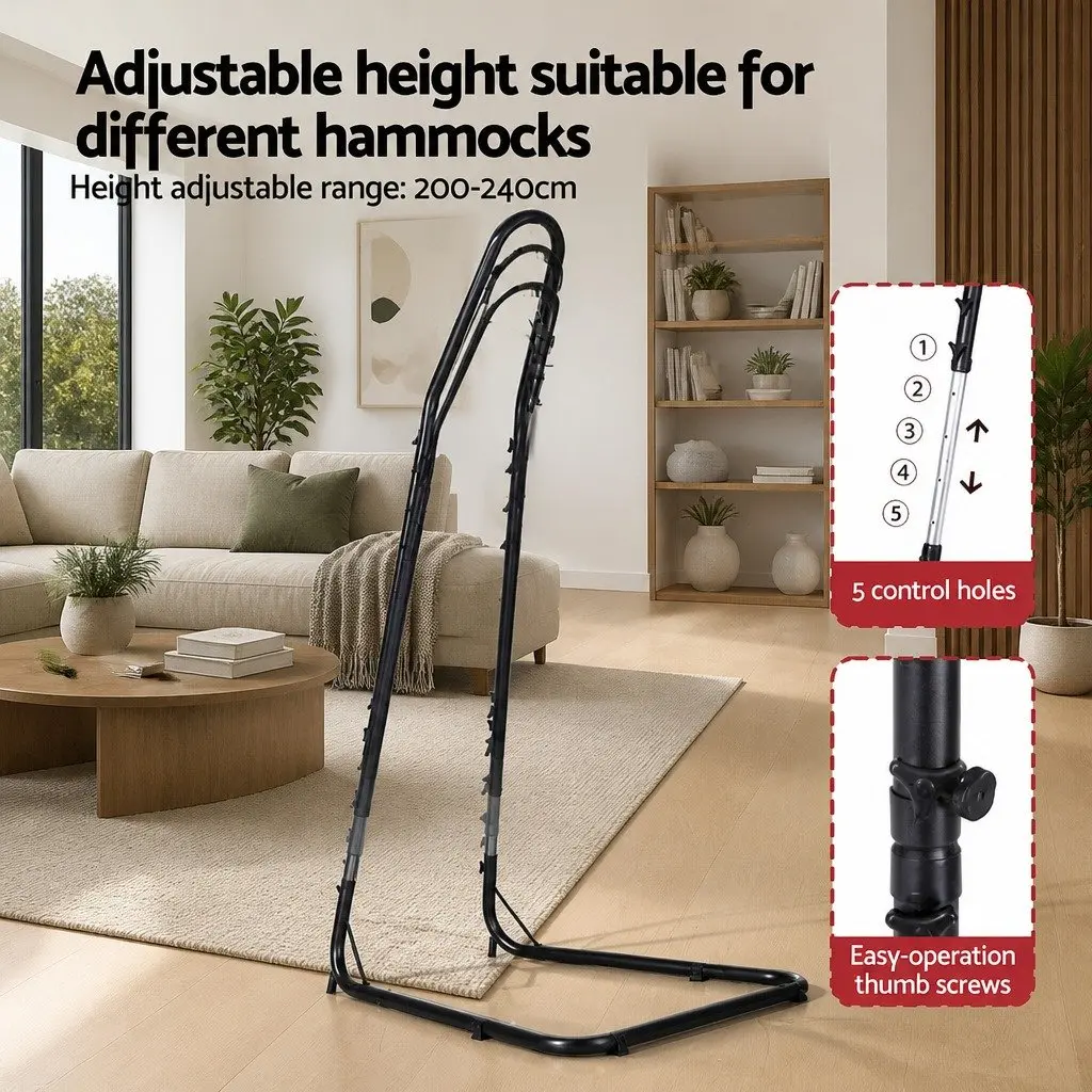 Hammock Hanging Chair Cream with Heavy Duty Steel Stand Indoor Outdoor Relaxation