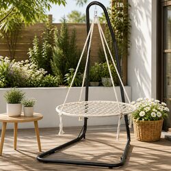 Hammock Chair with Steel Stand Outdoor Indoor Hanging Swing Relaxation Garden