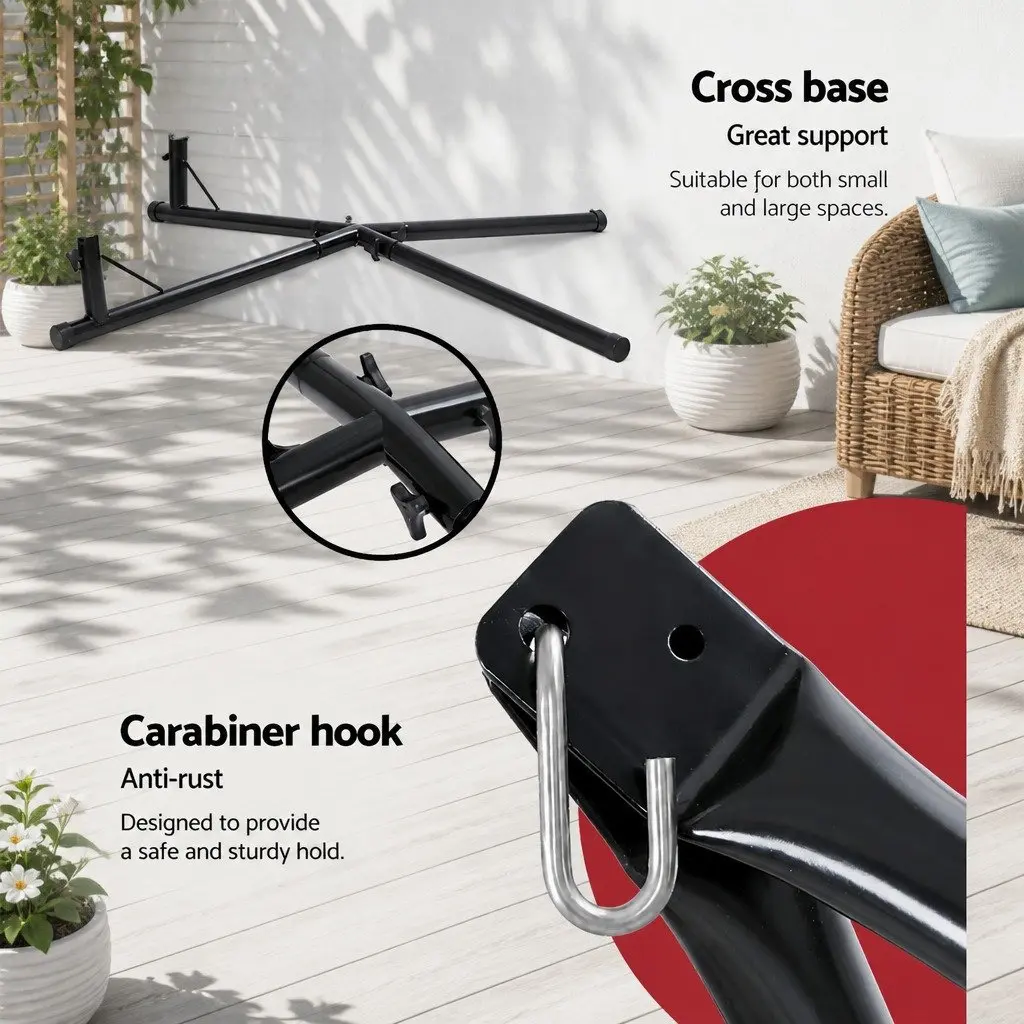 Hammock Chair Cream 100cm Indoor Outdoor Swing with Steel Stand 360 Degree Rotation