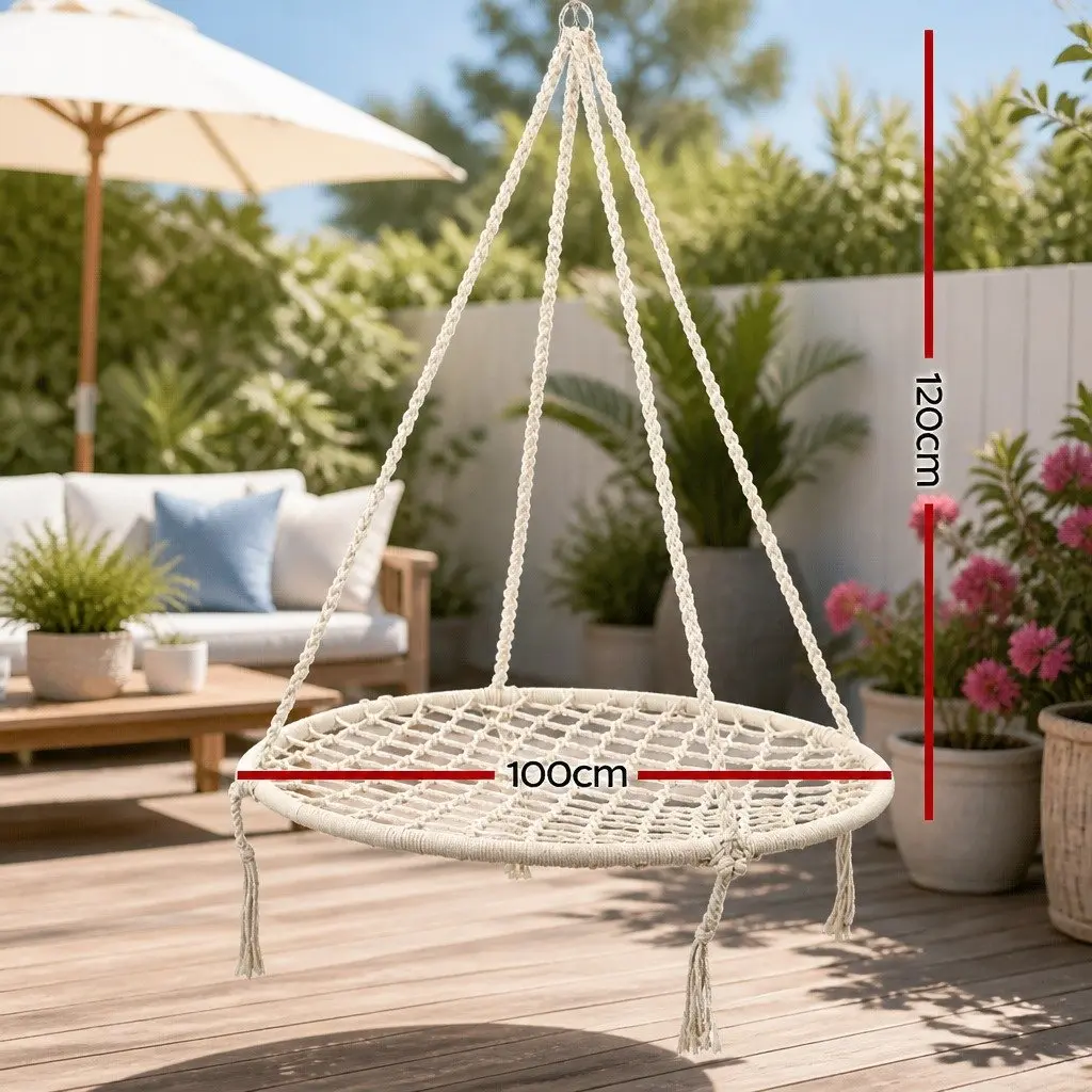 Hammock Chair Cream 100cm Indoor Outdoor Relaxation Nest Web