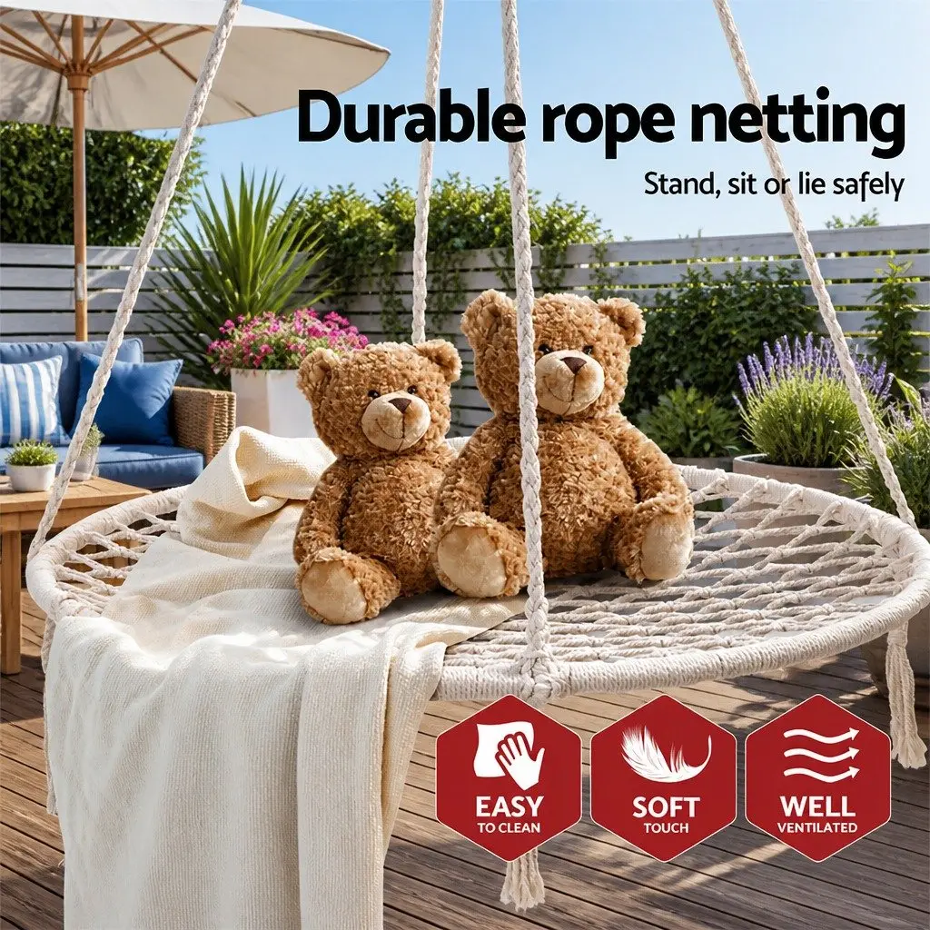 Hammock Chair Cream 100cm Indoor Outdoor Relaxation Nest Web