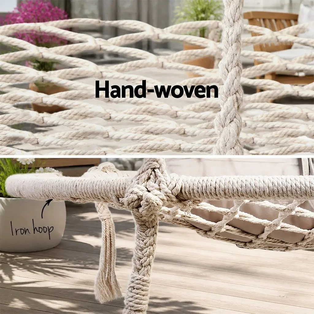 Hammock Chair Cream 100cm Indoor Outdoor Relaxation Nest Web