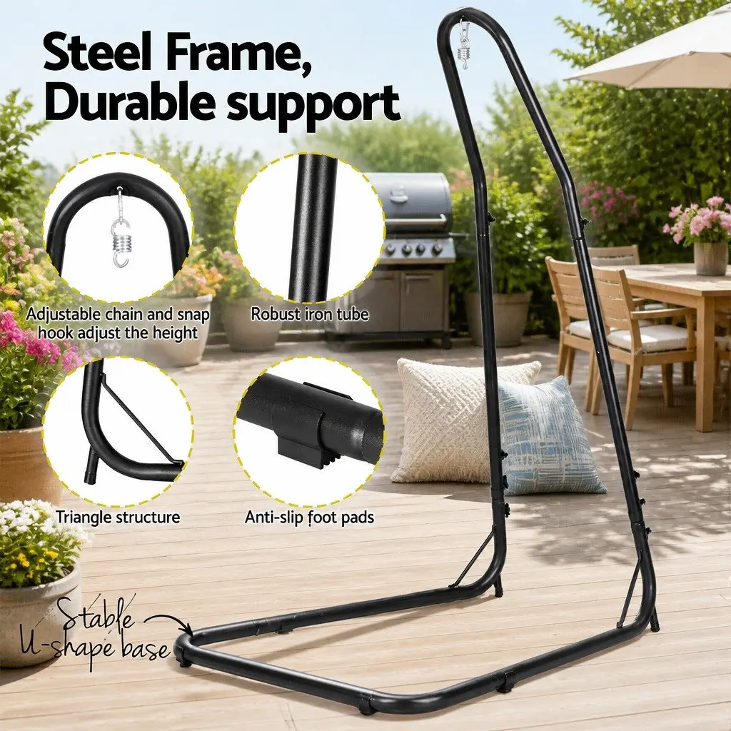 Hammock Chair Cream with Steel Stand A-Frame Adjustable Height Padded Seating