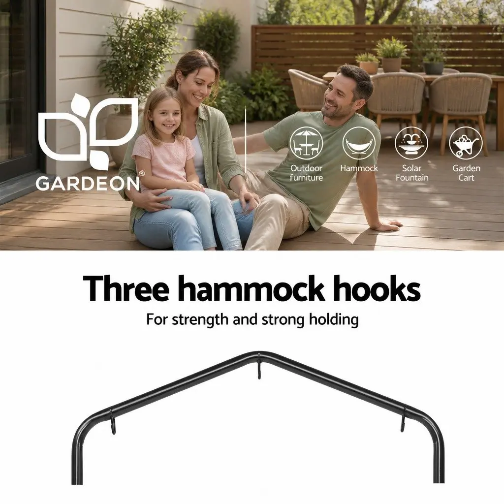 Hammock Chair Cream 100x45x145cm Durable Polyester Cotton Blend with Stand 360° Rotation