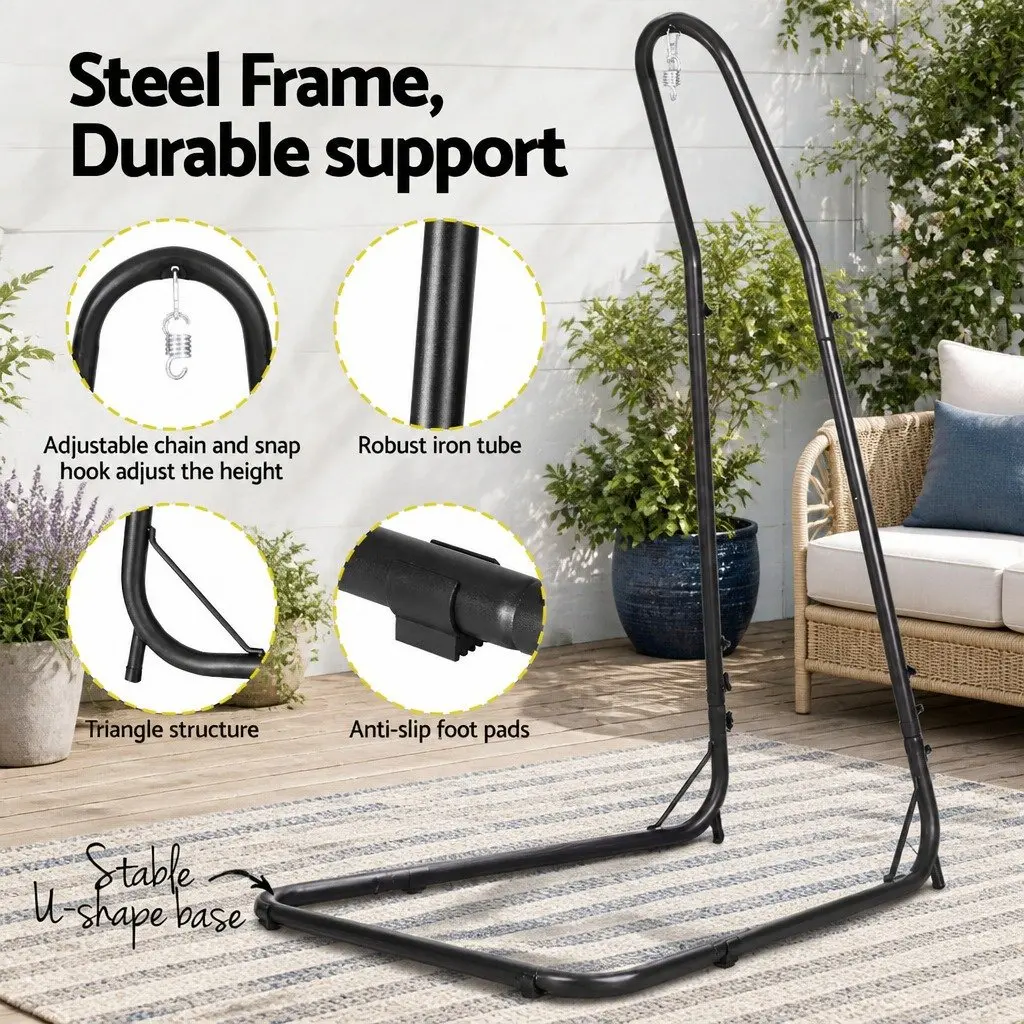 Hammock Chair Heavy Duty Steel A-Frame Adjustable Height Indoor Outdoor Relaxation