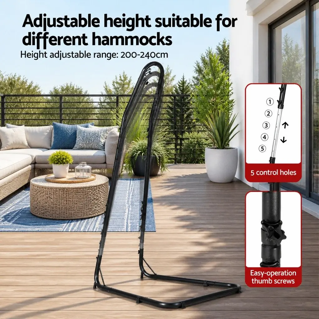 Hammock Chair Heavy Duty Steel A-Frame Adjustable Height Indoor Outdoor Relaxation