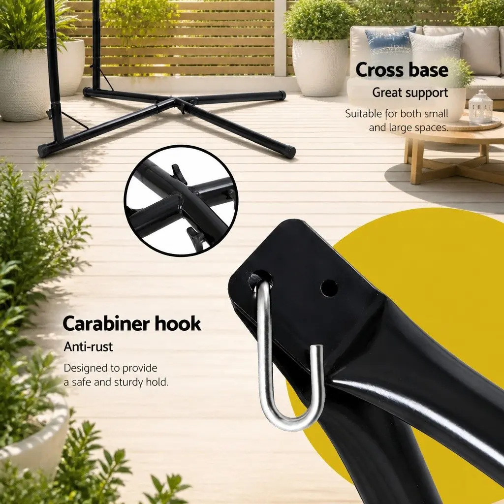 Hammock Chair Grey with Steel Stand Frame for Relaxation Indoor Outdoor