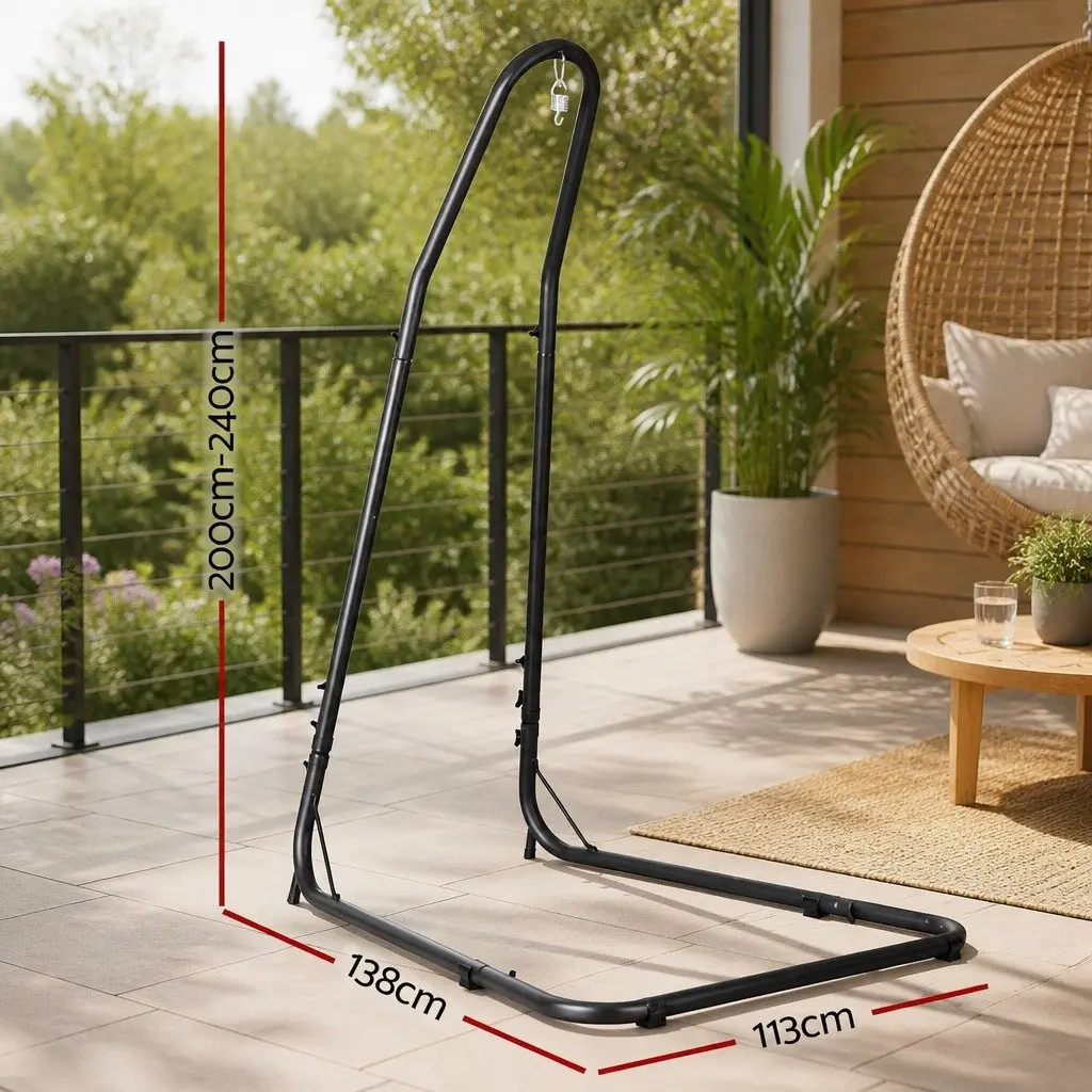 Hammock Chair Stand Black Adjustable Heavy Duty Steel A-Frame Indoor Outdoor
