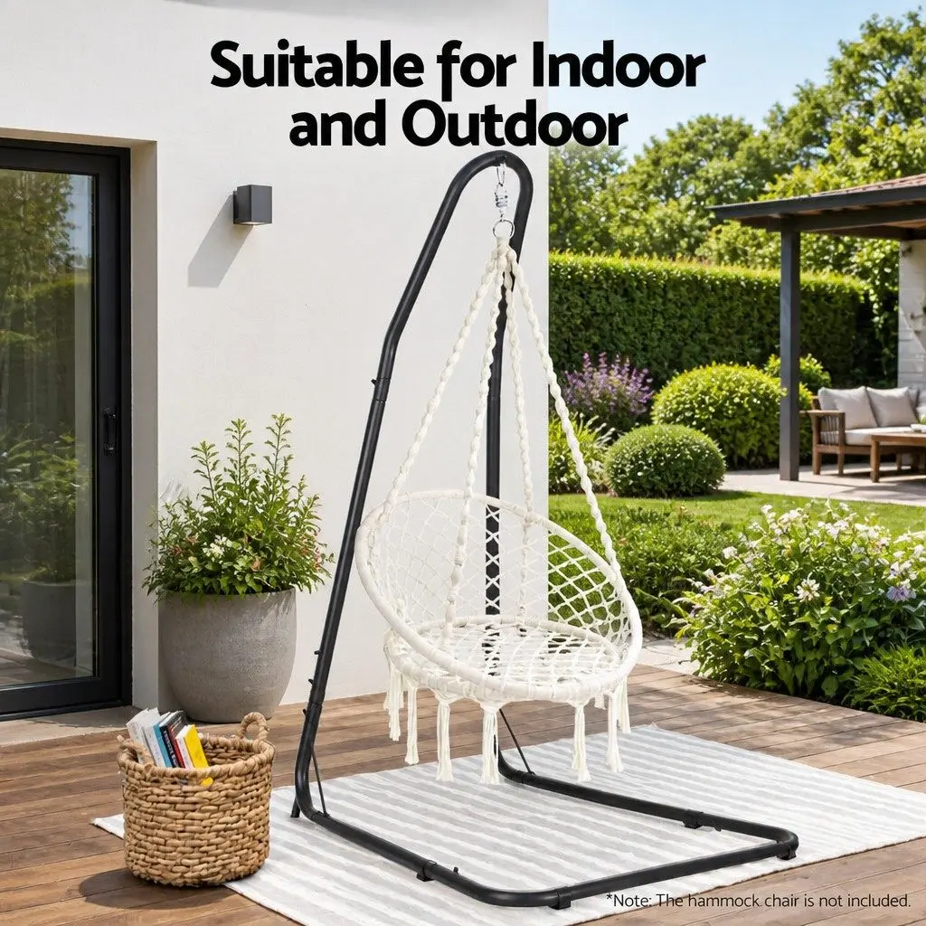 Hammock Chair Stand Black Adjustable Heavy Duty Steel A-Frame Indoor Outdoor