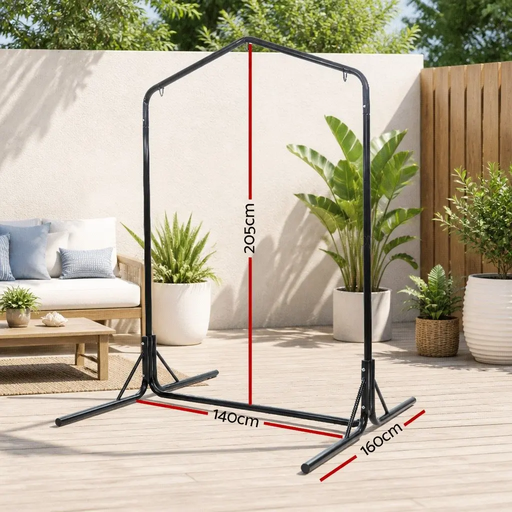 Hammock Chair Stand Black Heavy Duty Steel Frame Adjustable Height 360° Rotation
