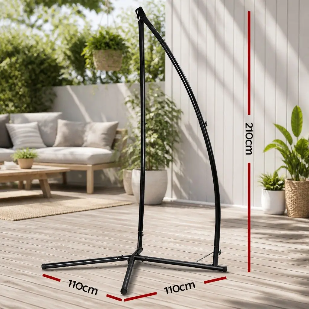 Hammock Chair Stand Black A-Frame Steel Heavy Duty Indoor Outdoor Furniture